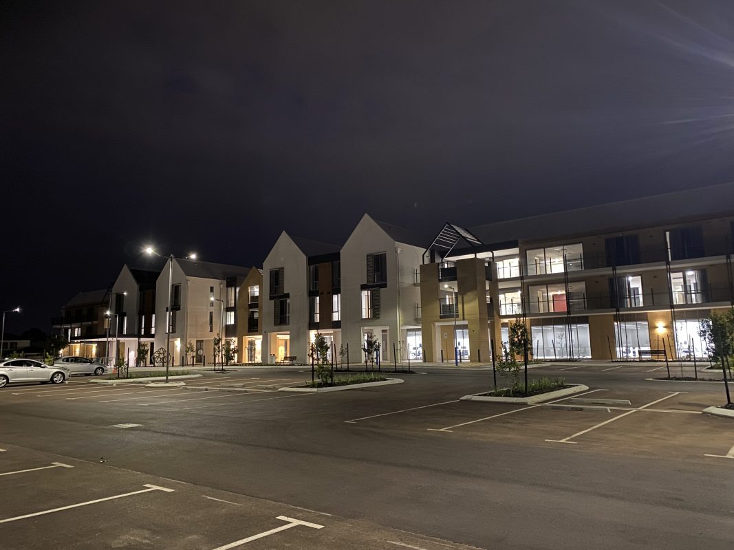 Commercial Solar Parking Lot Light in Night