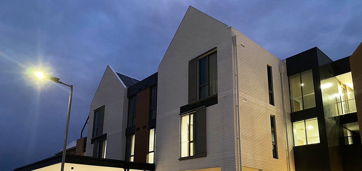 Solar parking lot light installation view 1