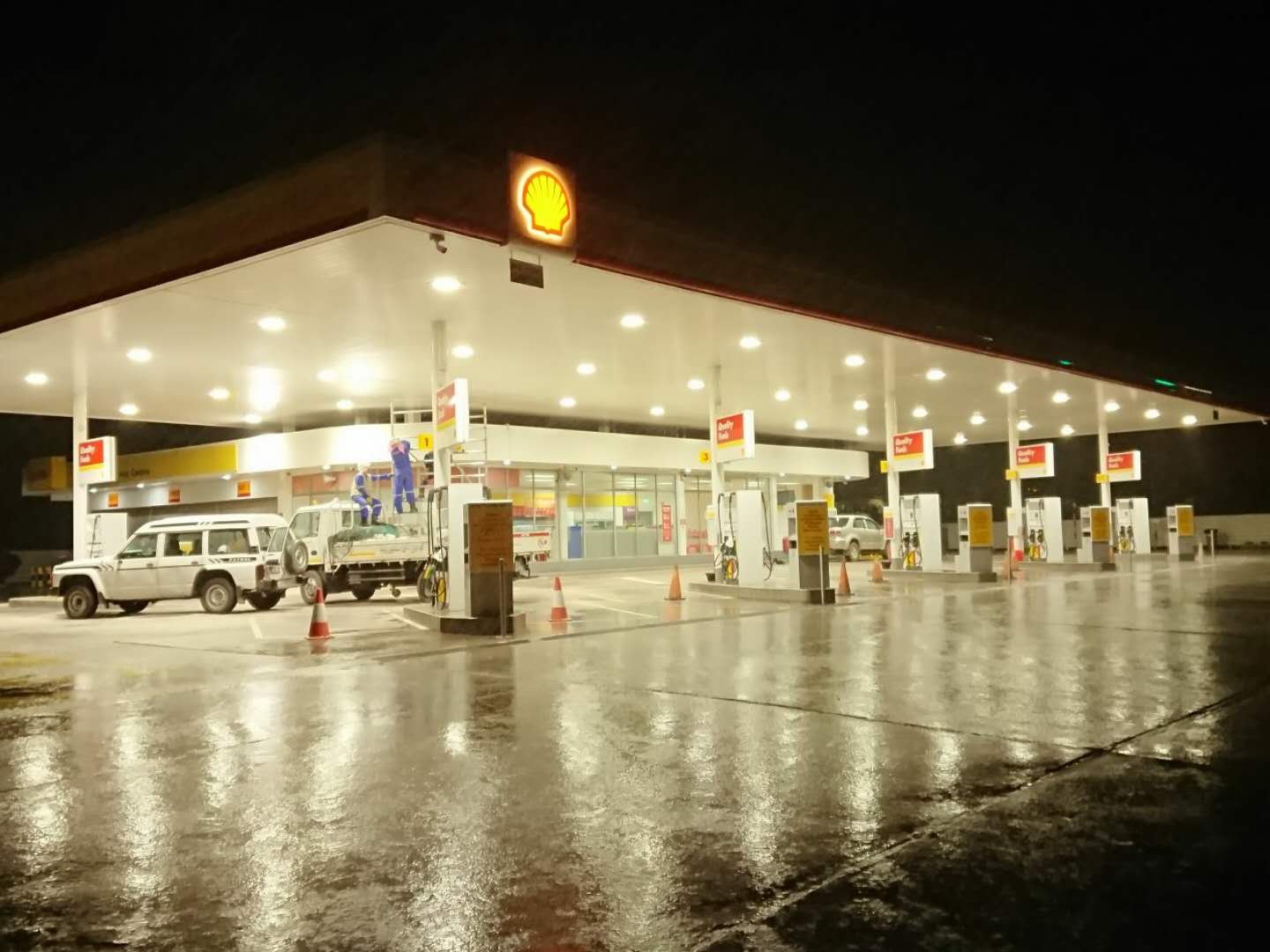 120W Recessed LED Canopy Light installed at Brunei Gas Station