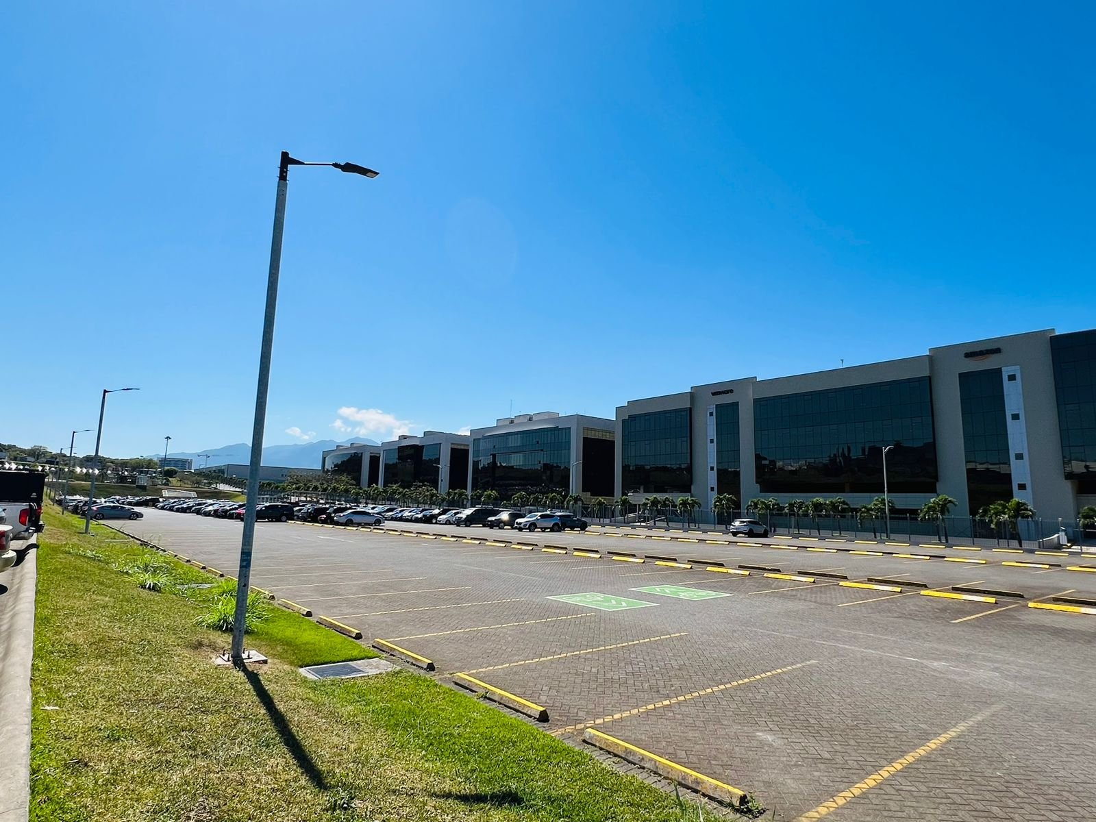 Solar parking lot light installation view 1