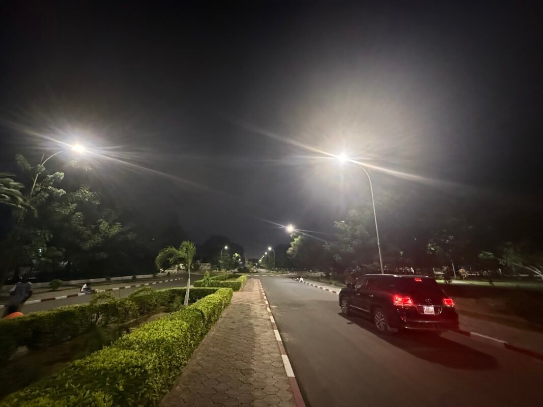 High-power King LED street lights installed on the main road of Senegal University.