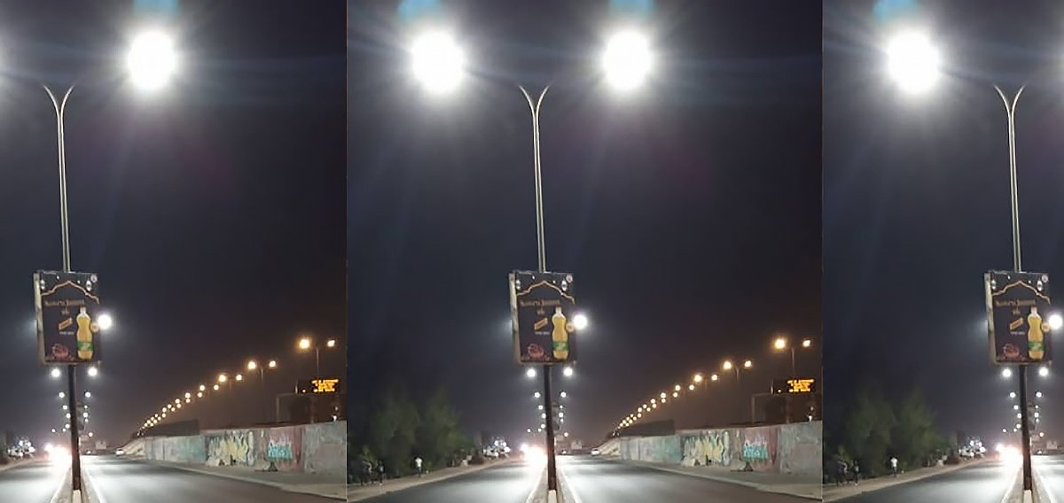 120W King Series LED street lights illuminating the main road near Port of Dakar at night