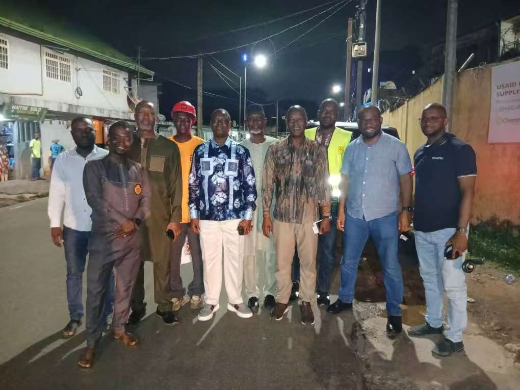 Off-grid solar street light installed in a rural village in South Africa