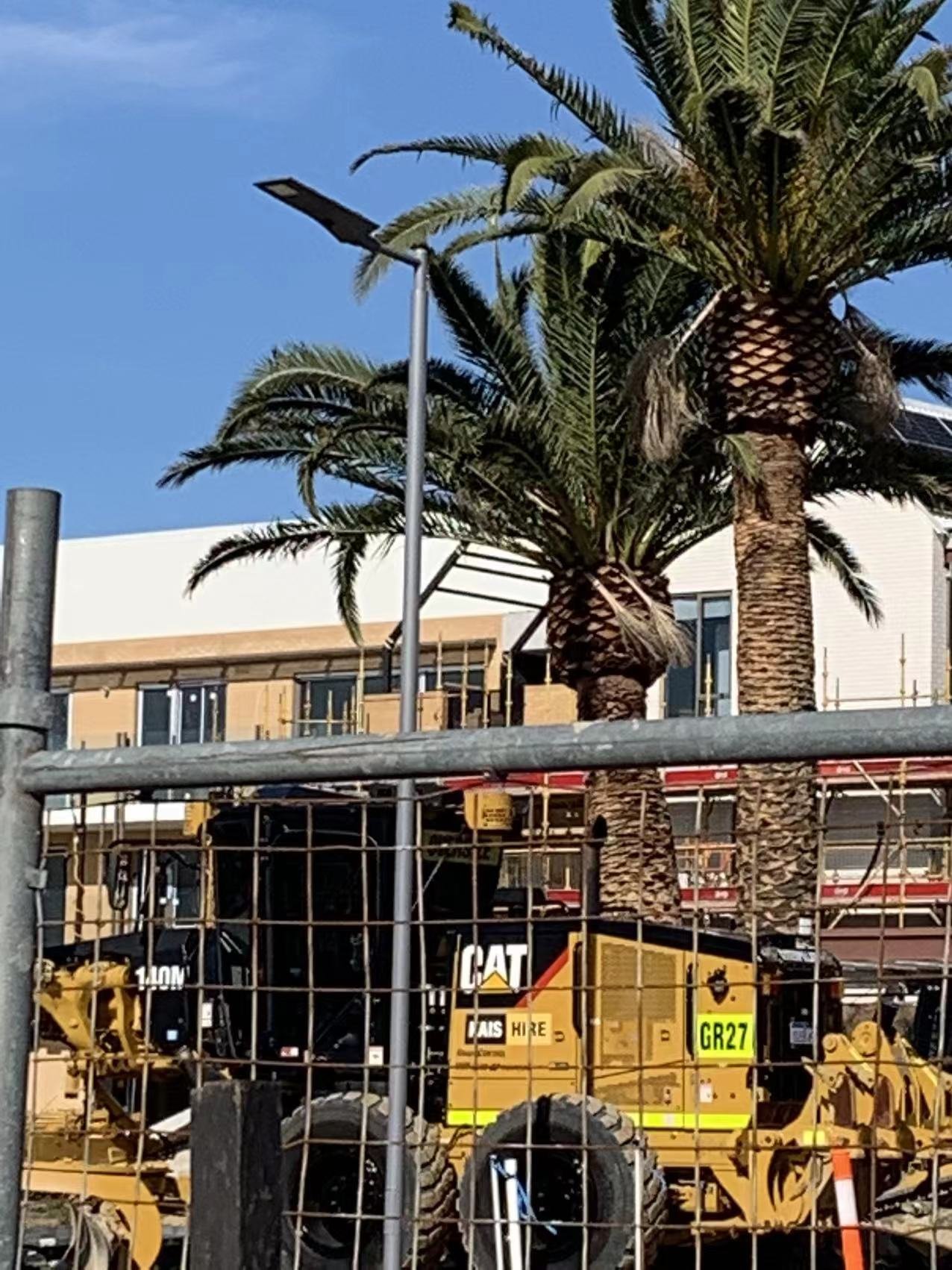 Sleek design of All-in-One solar street light on galvanized pole